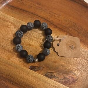 Elegant Black and Gray Beaded Bracelet